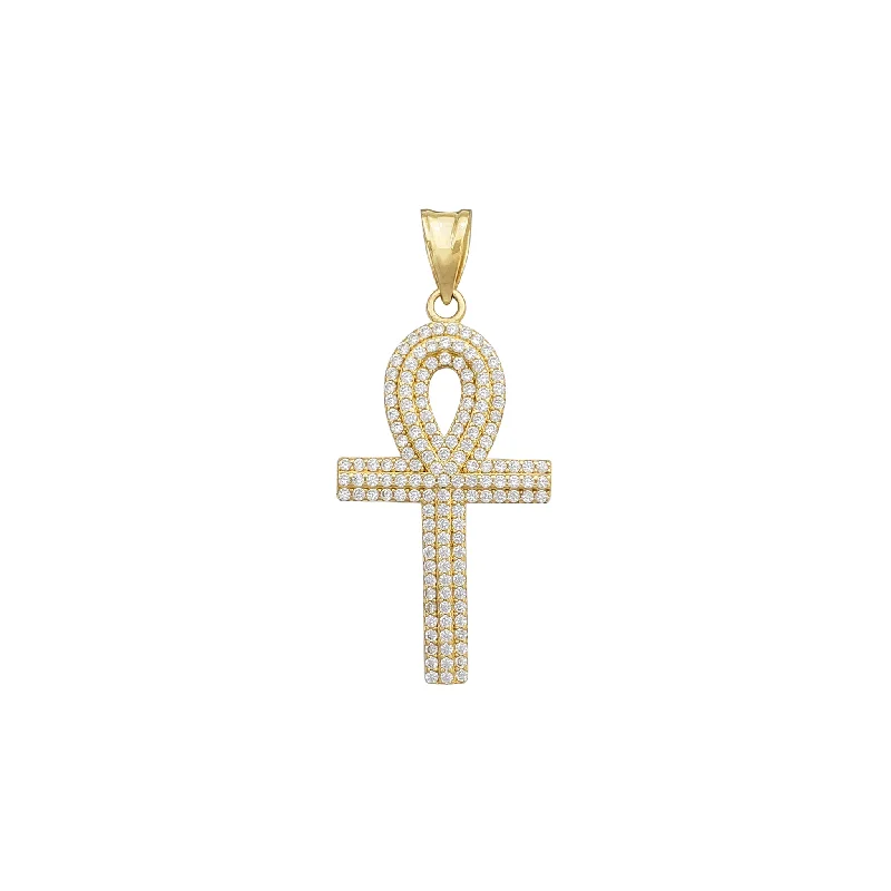 Pave Ankh Cross Pendant (14K)