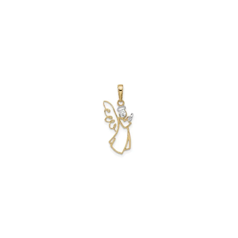 Praying Angel Outline Pendant (14K)