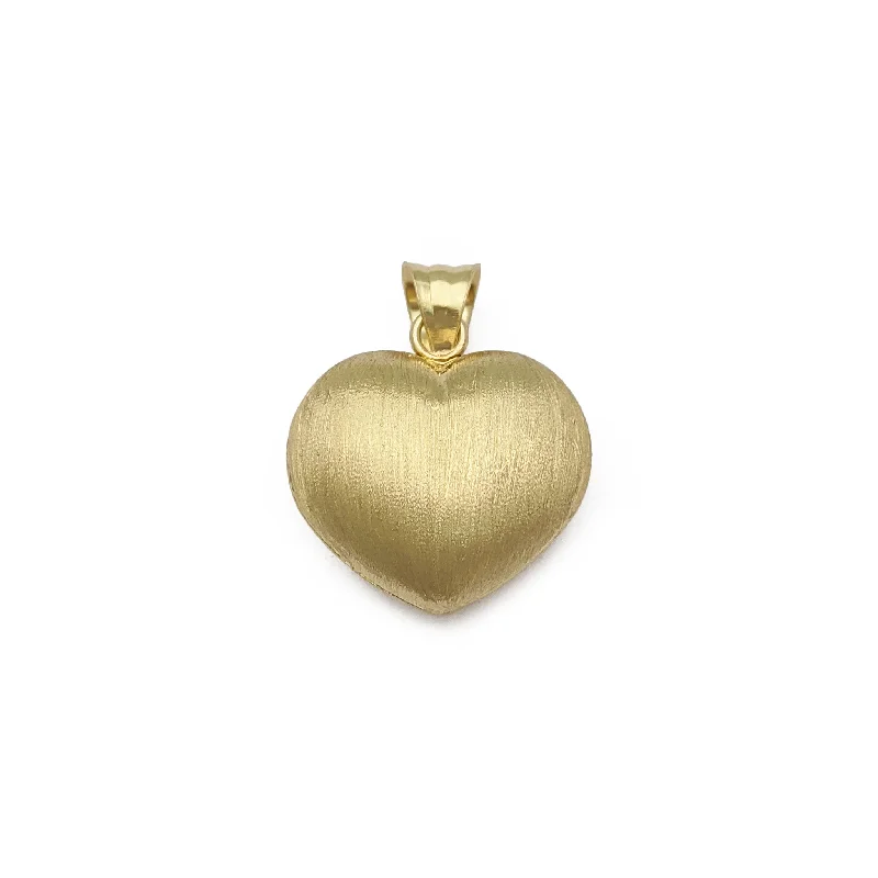 Puffy Brushed Finish Heart Pendant (14K)