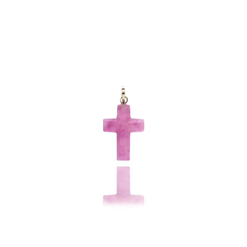 Purple Jade Cross Pendant (Silver)