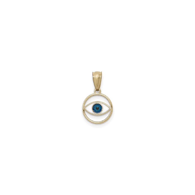 Reversible Evil Eye Circle Pendant (14K)