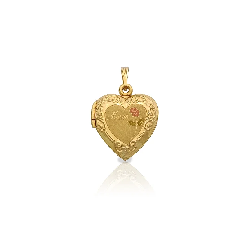 "Mom" Heart Locket Pendant (14K)