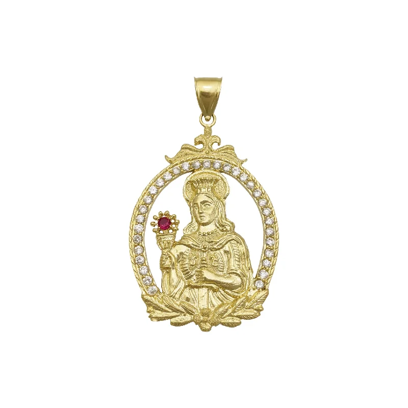 Saint Barbara Framed Pendant (14K)