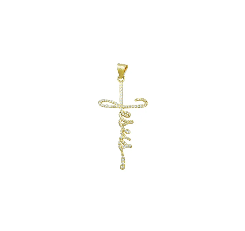 Script Jesus CZ Pendant (14K)