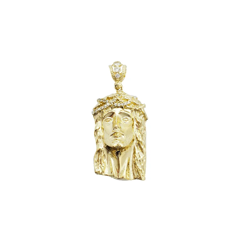 Solid Jesus Head Pendant  (14K)