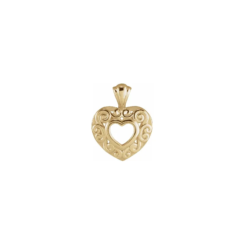 Swirly Puffed Heart Pendant