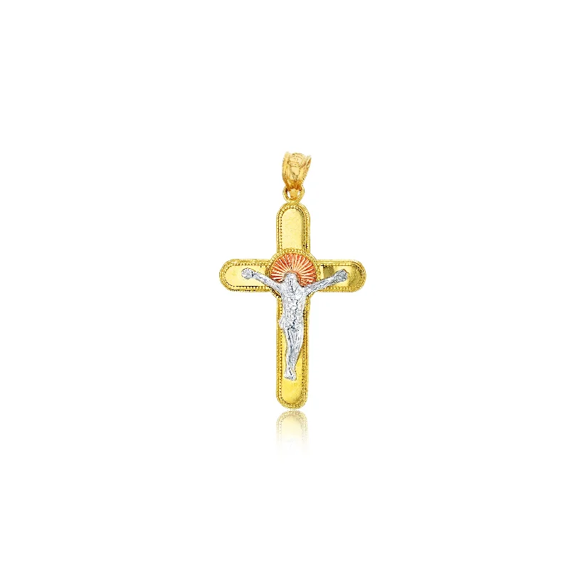 Tricolor Cross Pendant (14K)