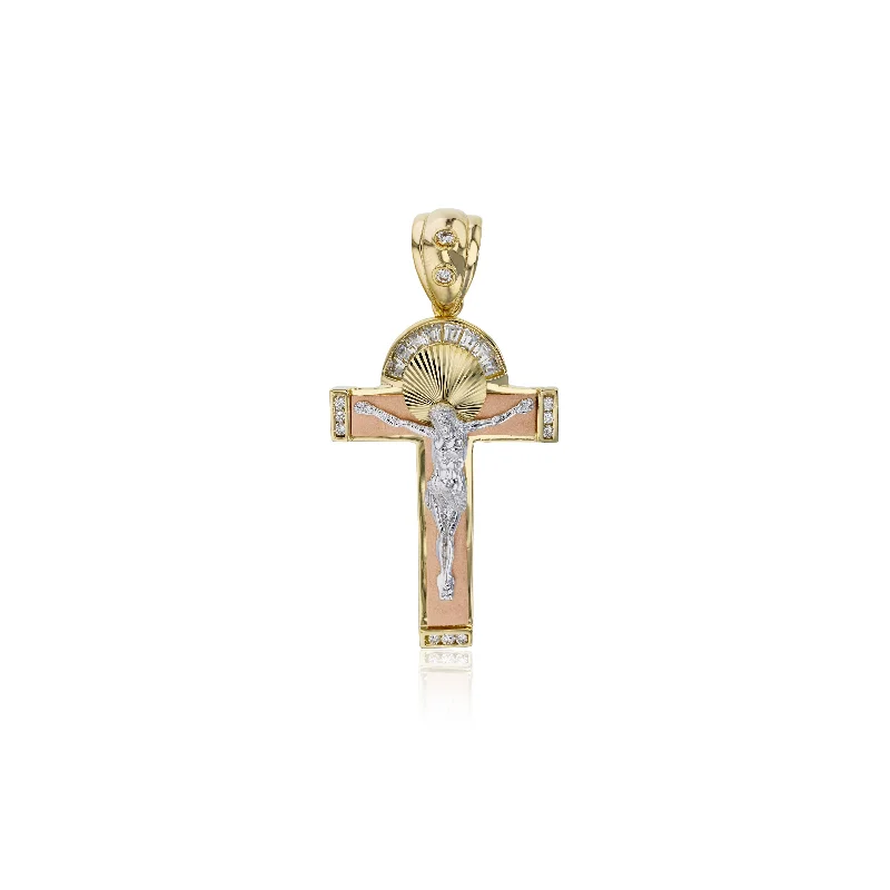 Tricolor Cross Pendant (14K)