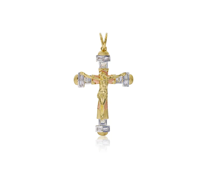 Tricolor Cross Pendant (14K)