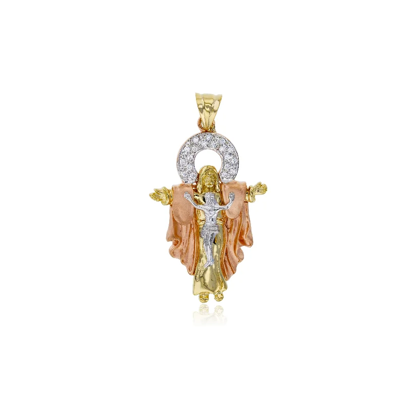 Tricolor Jesus Pendant (14K)