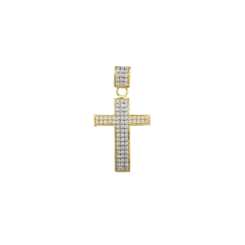 Two-Tone Convex Cross Pendant (14K)