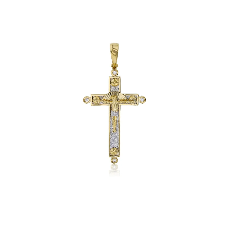 Two-tone Cross Jesus Pendant (14K)