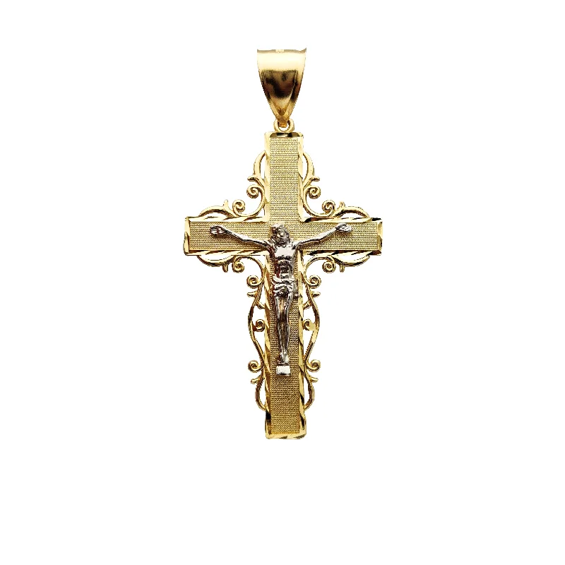 Two-tone Cross Texture Pendant (14K)