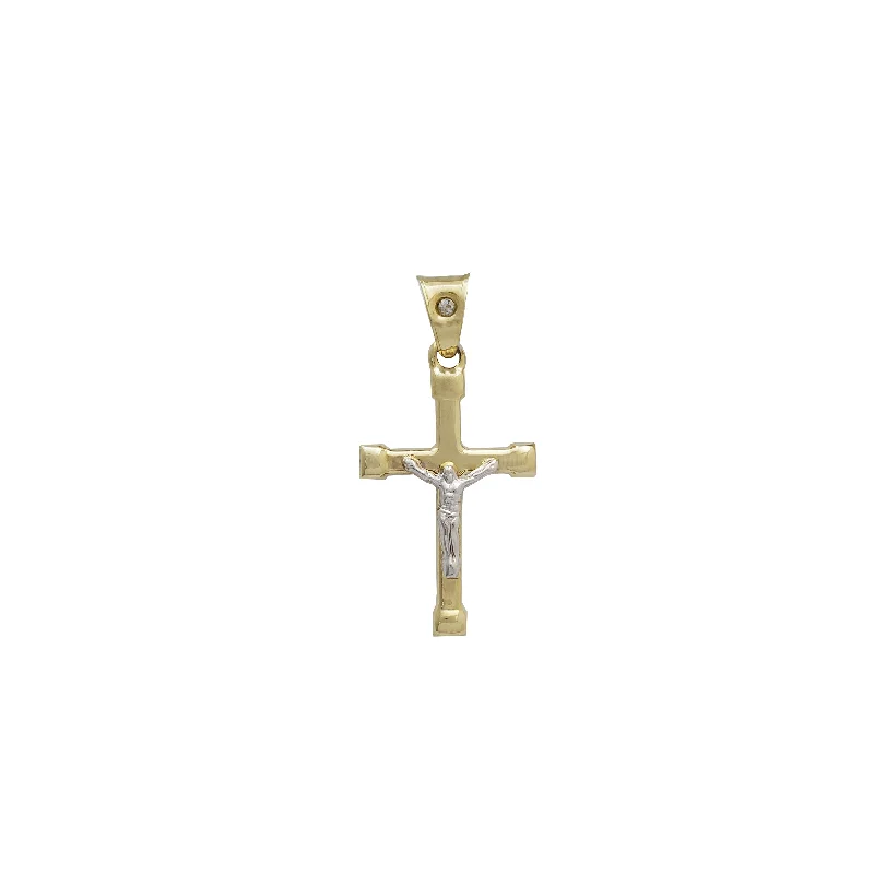 Two Tone Crucifix Pendant (14K)