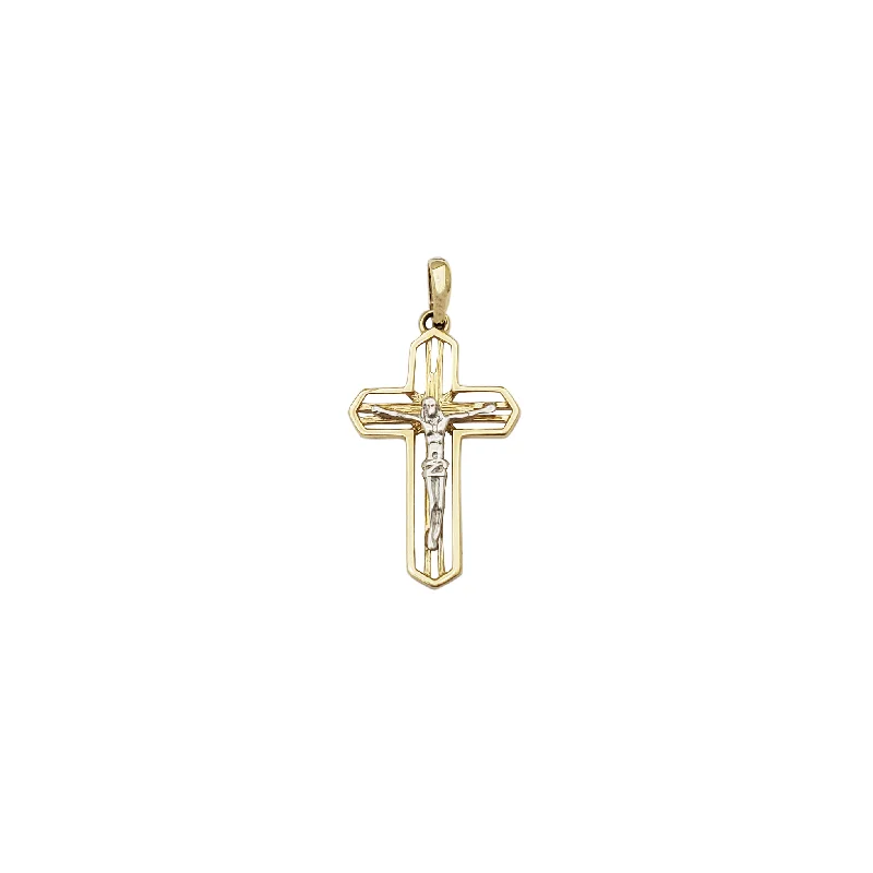 Two-Tone Framed Crucifix Pendant (14K)