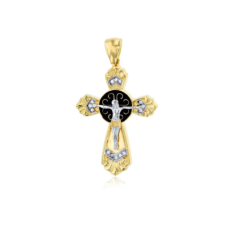 Two-tone Gold Jesus Cross Pendant (14K)