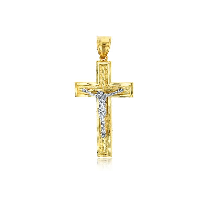 Two-tone Jesus Cross Pendant (14K)