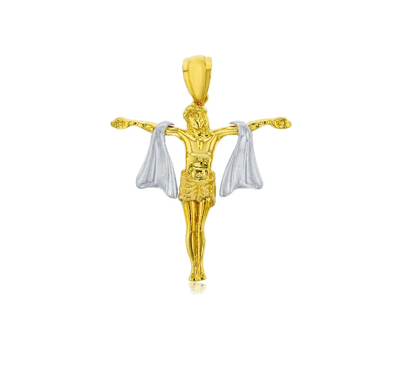 Two-tone Jesus Shroud Religious Pendant (14K)