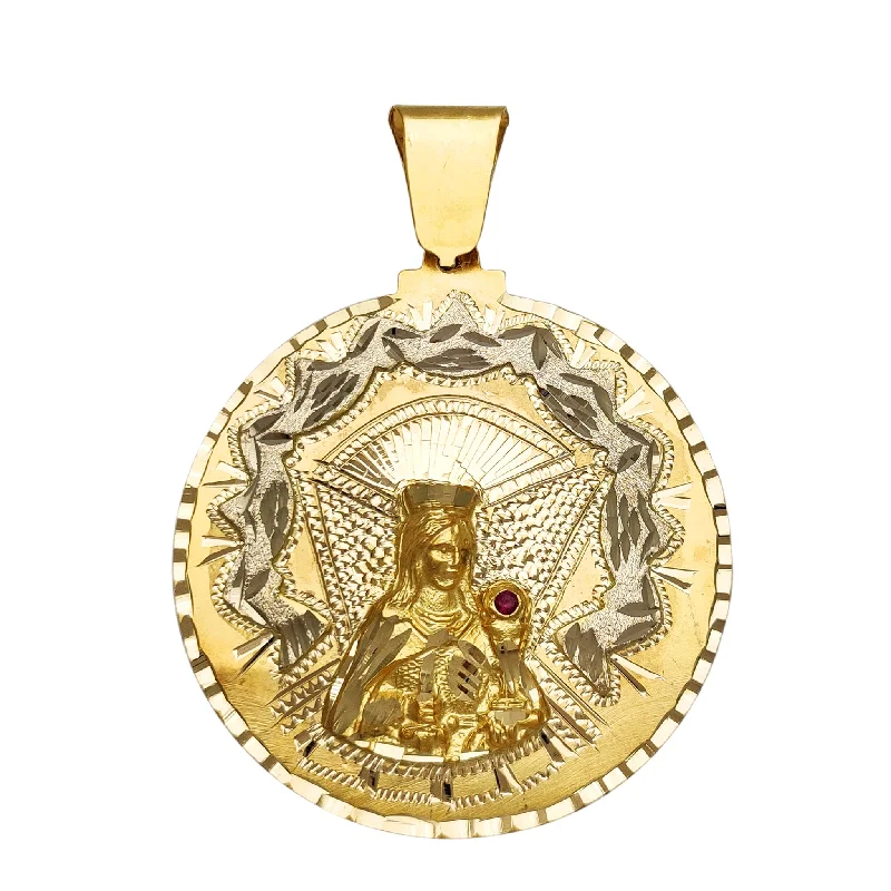 Two-Tone Diamond-Cut Saint Barbara Medallion Pendant (14K)