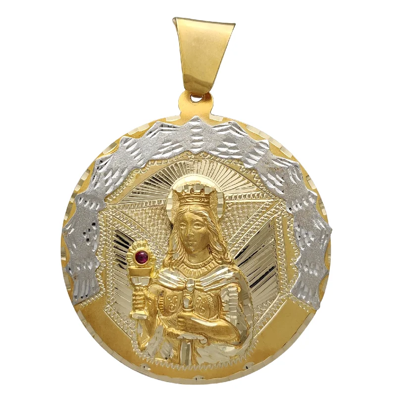 Two-Tone Saint Barbara Medallion Pendant (14K)