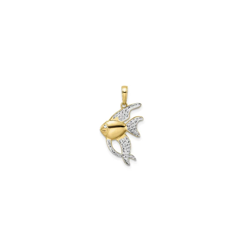 Two-Tone Textured Angel Fish Pendant (14K)