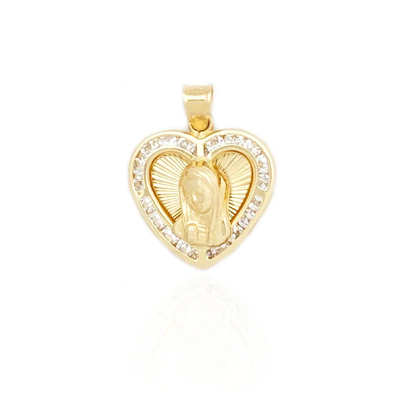 Virgin Mary Heart Pendant (14K)