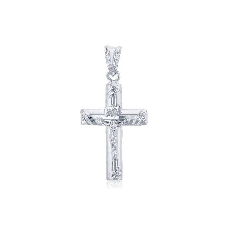 White Gold Polished Crucifix Pendant (14K)