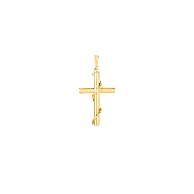 Wrapped Rope Cross Pendant (14K)