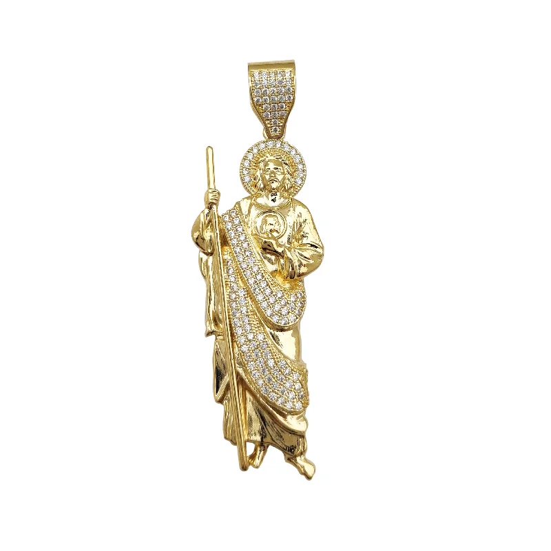 Yellow Gold CZ Saint Jude Pendant (14K)