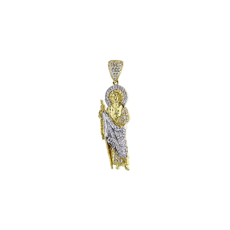 Yellow Gold CZ Saint Jude Pendant (14K)