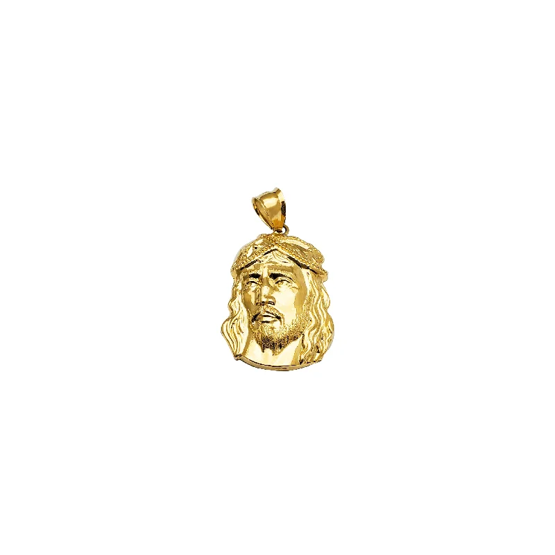 Yellow Gold Jesus Head Pendant (14K)