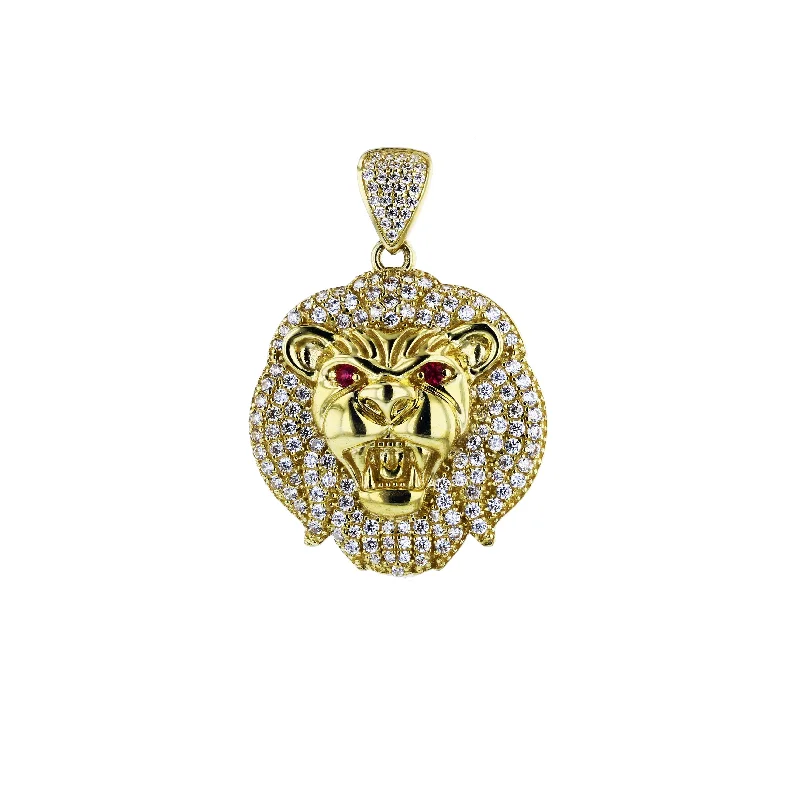 Yellow Gold Micropave CZ Head Pendant (14K)