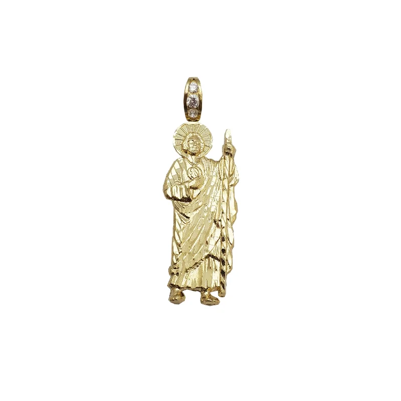 Diamond-Cut Icy Bail Saint Jude Pendant (14K)