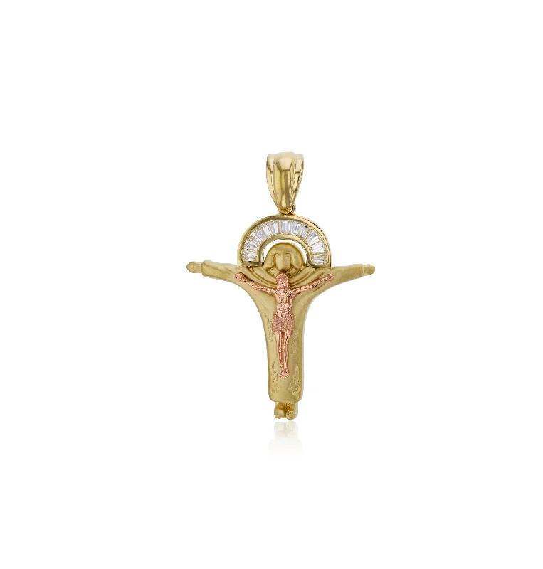 Yellow & Rose Gold Cross Pendant (14K)