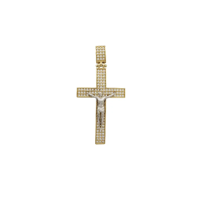 Zirconia Convex Crucifix Pendant (14K)