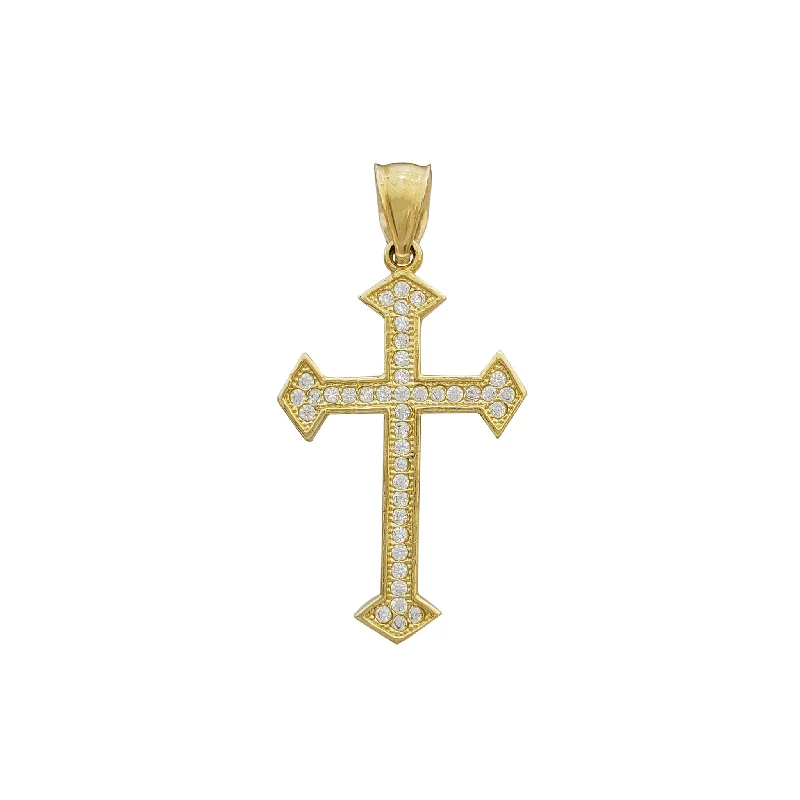 Zirconia Edged Cross Pendant (14K)