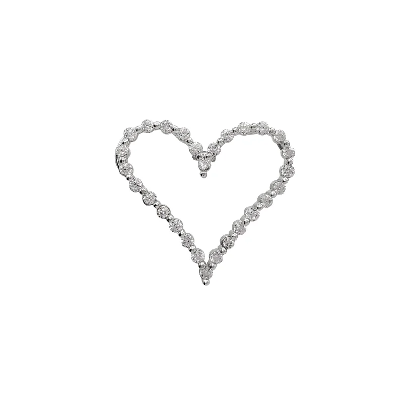 Zirconia Invisible-Bail Heart Pendant (Silver)