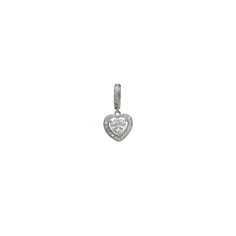 Zirconia Milgrain Halo Heart Pendant (Silver)